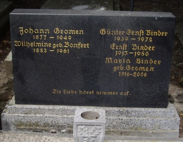 Gromen Johann 1877-1949 Bonfert Wilhelmine 1882-1961 Grabstein